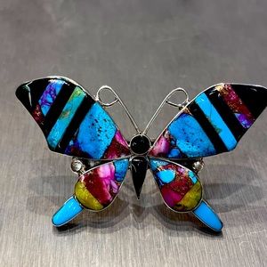 Native American Navajo Handmade huge butterfly inlay ring
